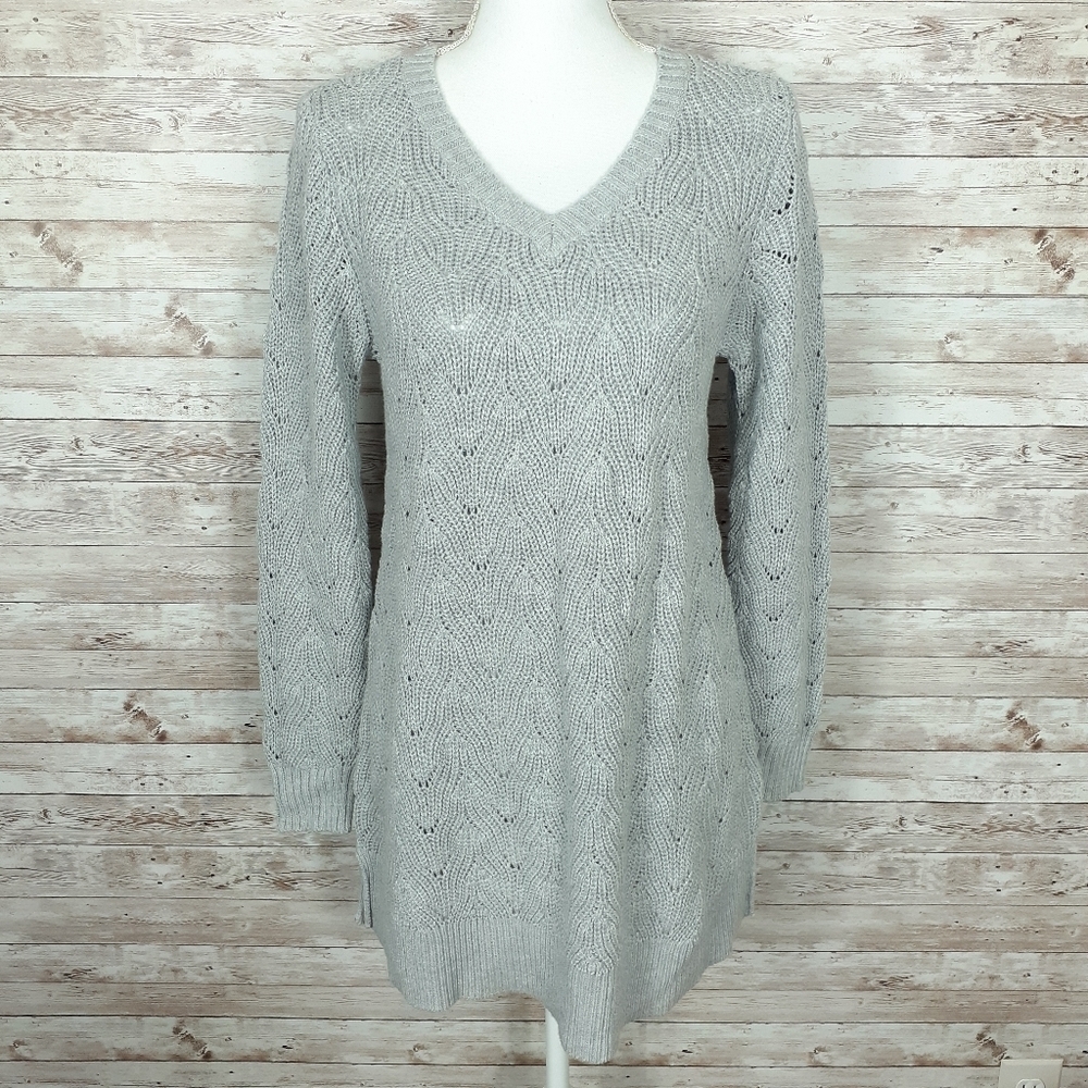 Style & Co Sweater S V-Neck Gray 420